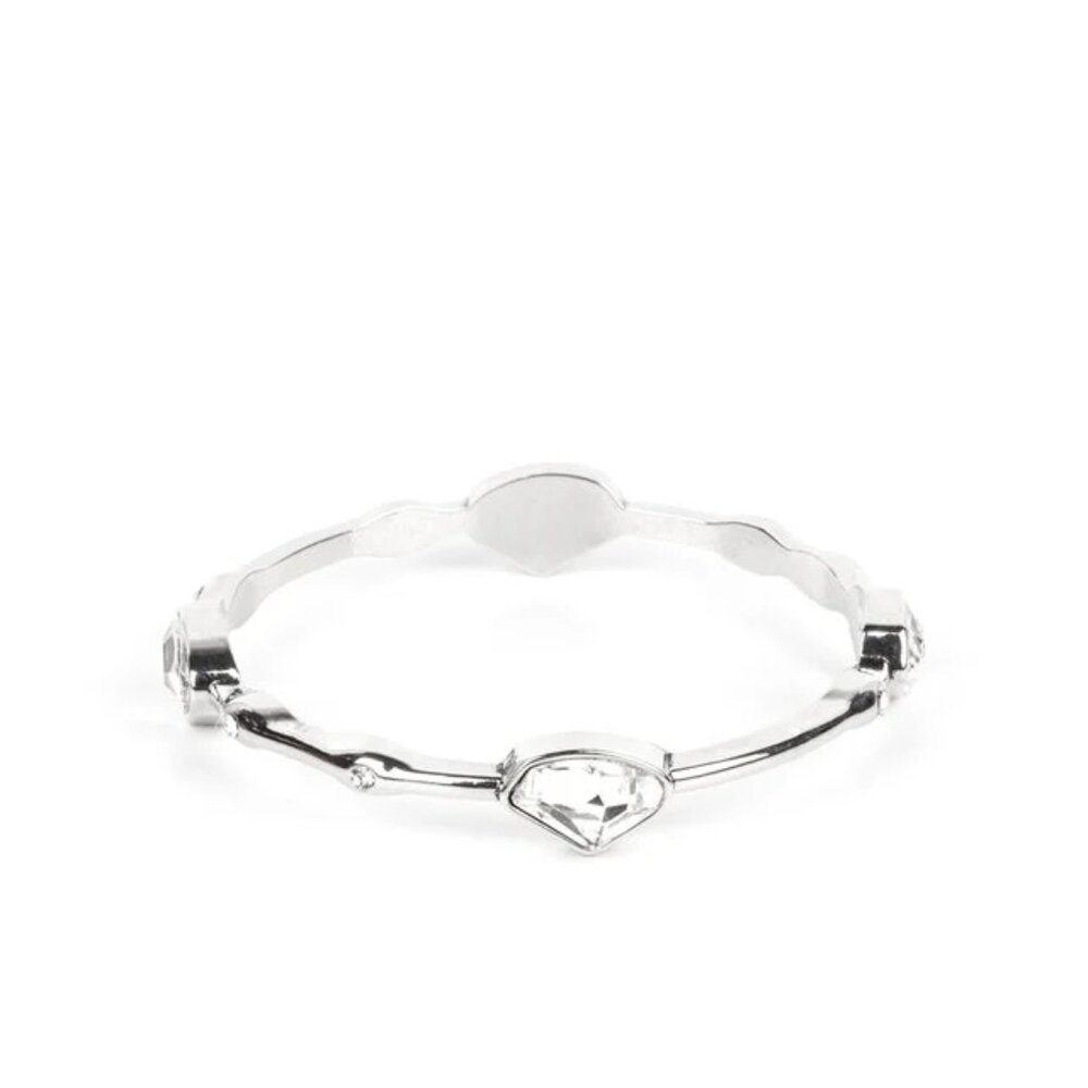 Paparazzi Chiseled Craze White Bangle Bracelet